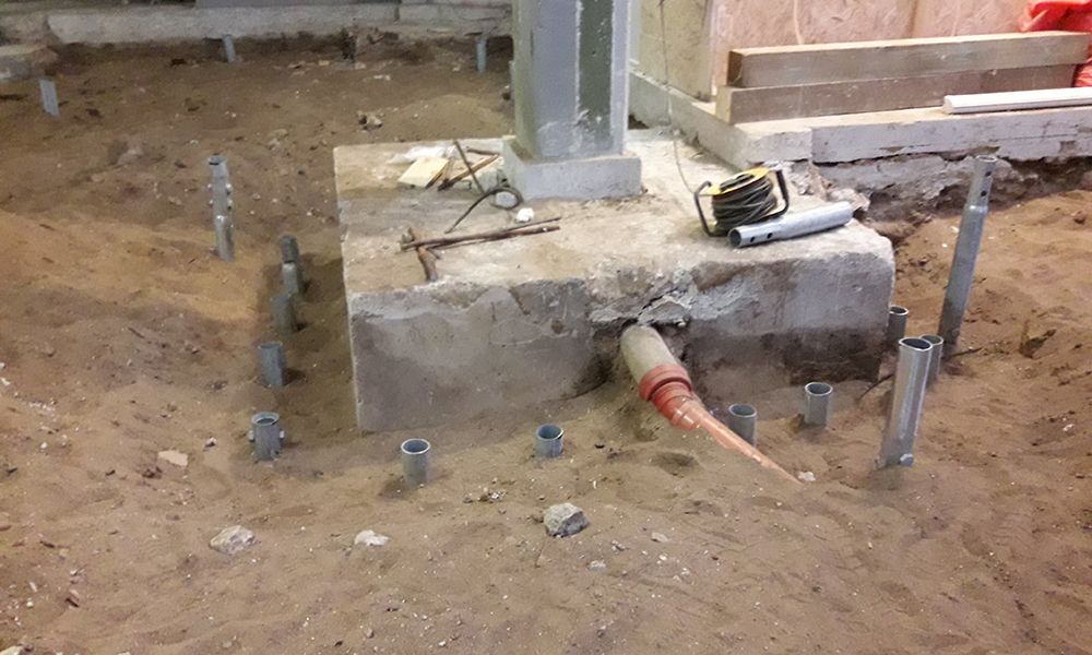 Efterfundering af fabriksbygning